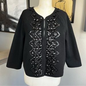 ELEVENSES black sequin heavy wool cardigan jacket